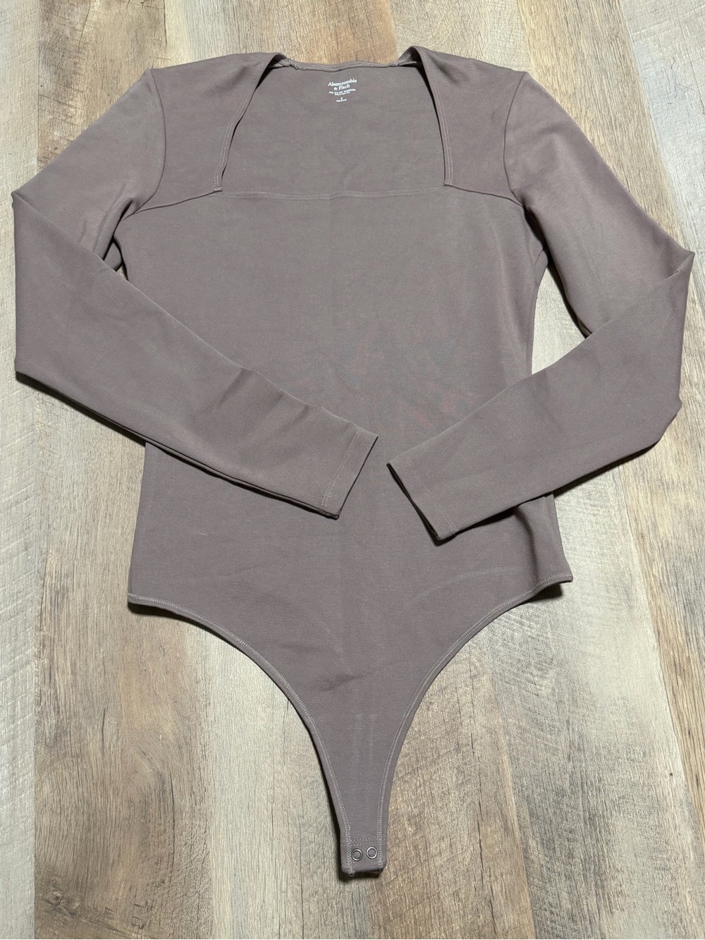 Abercrombie & Fitch Brown Square Neck Long Sleeve Thong Bodysuit Size Small